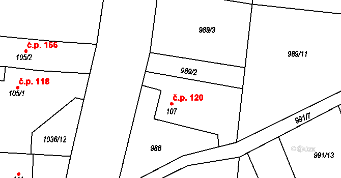 Želivec 120, Sulice na parcele st. 107 v KÚ Sulice, Katastrální mapa