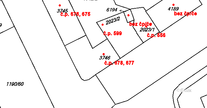 Chrudim III 677,678, Chrudim na parcele st. 3746 v KÚ Chrudim, Katastrální mapa