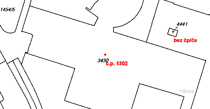 Cheb 1302 na parcele st. 3430 v KÚ Cheb, Katastrální mapa