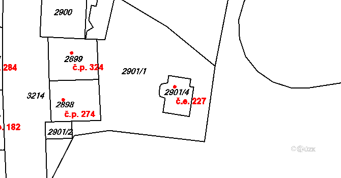Michle 227, Praha na parcele st. 2901/4 v KÚ Michle, Katastrální mapa