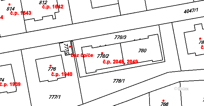 Dejvice 2048,2049, Praha na parcele st. 778/2 v KÚ Dejvice, Katastrální mapa