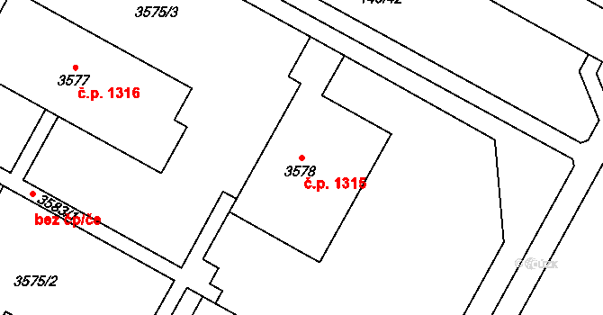 Bolevec 1315, Plzeň na parcele st. 3578 v KÚ Bolevec, Katastrální mapa