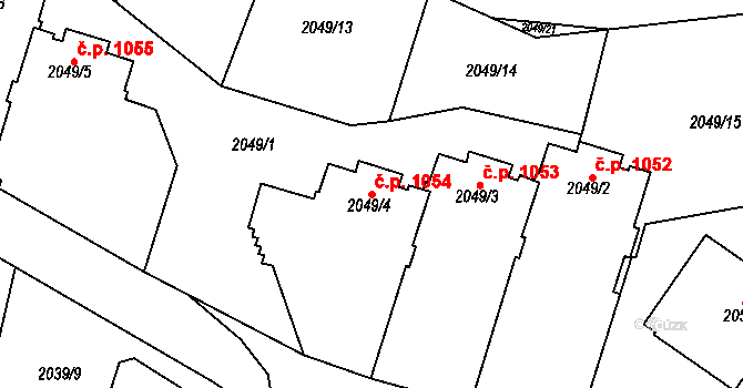 Bludovice 1054, Havířov na parcele st. 2049/4 v KÚ Bludovice, Katastrální mapa