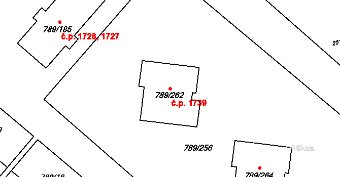 Strážnice 1739 na parcele st. 789/262 v KÚ Strážnice na Moravě, Katastrální mapa