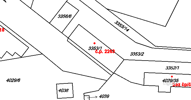 Libeň 2263, Praha na parcele st. 3353/1 v KÚ Libeň, Katastrální mapa