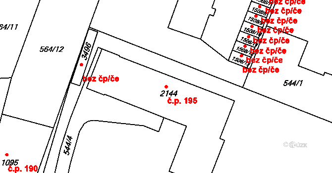 Nový Bydžov 195 na parcele st. 2144 v KÚ Nový Bydžov, Katastrální mapa