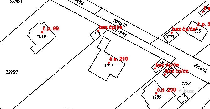 Voznice 210 na parcele st. 1017 v KÚ Voznice, Katastrální mapa