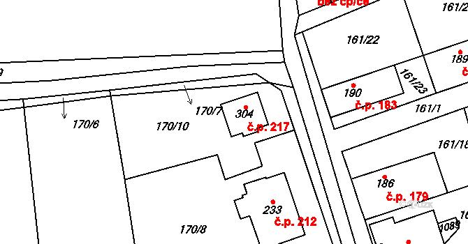Olovnice 217 na parcele st. 304 v KÚ Olovnice, Katastrální mapa