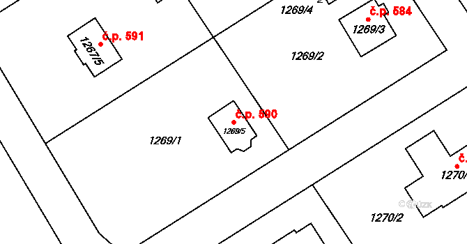 Suchdol nad Odrou 590 na parcele st. 1269/5 v KÚ Suchdol nad Odrou, Katastrální mapa