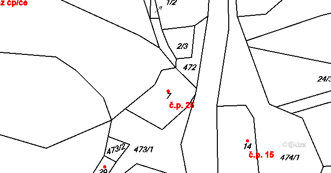 Drouhavec 25, Velhartice na parcele st. 7 v KÚ Drouhavec, Katastrální mapa