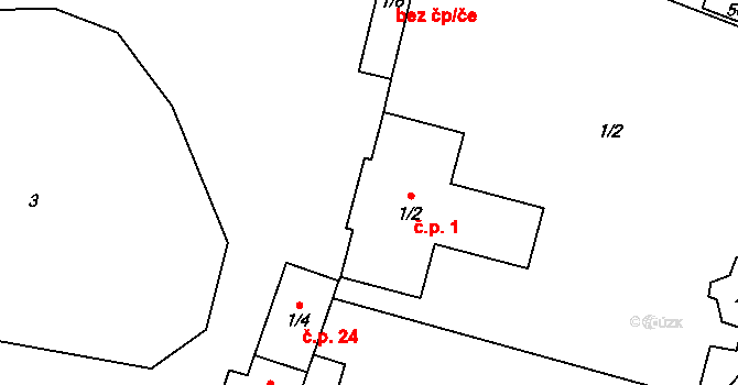 Bolechovice 1, Sedlec-Prčice na parcele st. 1/2 v KÚ Bolechovice I, Katastrální mapa