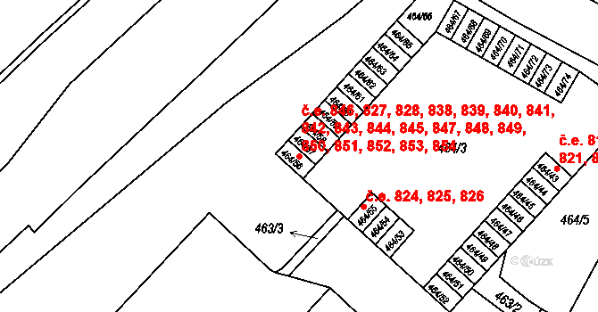 Černá Pole 827,828,838,839,840,, Brno na parcele st. 464/66 v KÚ Černá Pole, Katastrální mapa