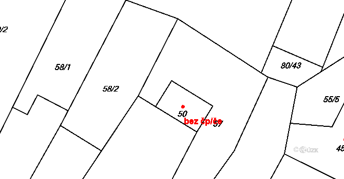 Křinec 40069818 na parcele st. 50 v KÚ Bošín, Katastrální mapa