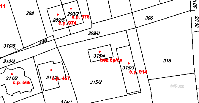 Průhonice 41238818 na parcele st. 315/4 v KÚ Průhonice, Katastrální mapa