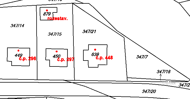 Kudlov 448, Zlín na parcele st. 639 v KÚ Kudlov, Katastrální mapa