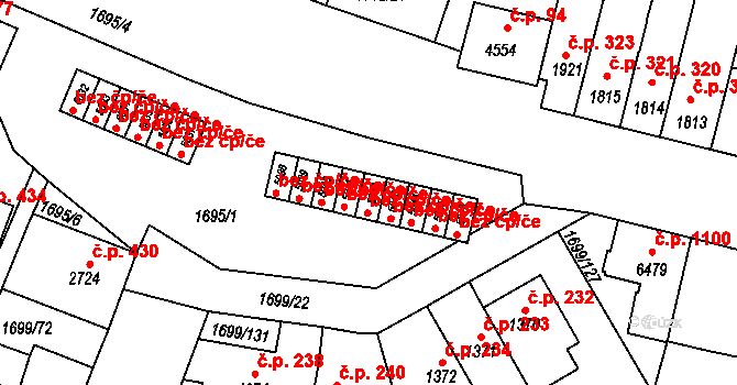 Třebíč 43281818 na parcele st. 5042 v KÚ Třebíč, Katastrální mapa