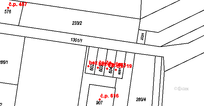 Horní Moštěnice 43825818 na parcele st. 603 v KÚ Horní Moštěnice, Katastrální mapa