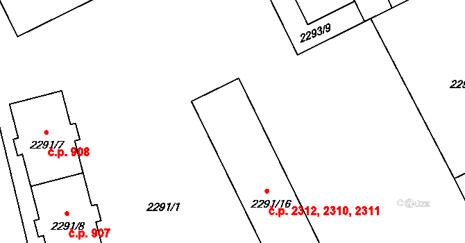 Předměstí 2310,2311,2312, Opava na parcele st. 2291/16 v KÚ Opava-Předměstí, Katastrální mapa