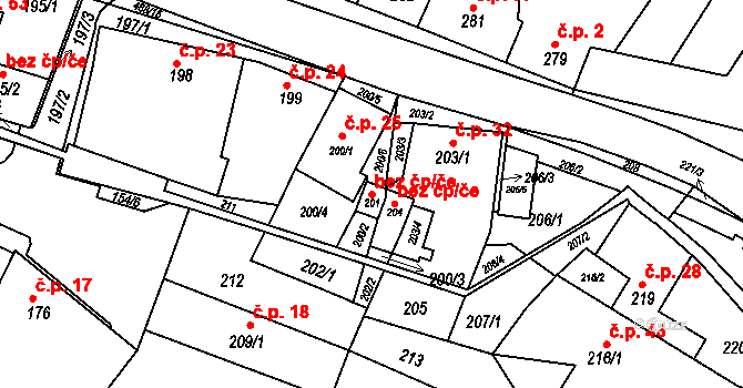 Kanice 46035818 na parcele st. 201 v KÚ Kanice, Katastrální mapa