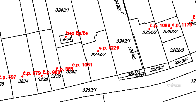 Vlčnov 1229 na parcele st. 3248/2 v KÚ Vlčnov, Katastrální mapa