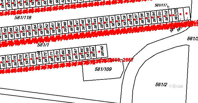 Bludovice 2667,2668, Havířov na parcele st. 581/62 v KÚ Bludovice, Katastrální mapa