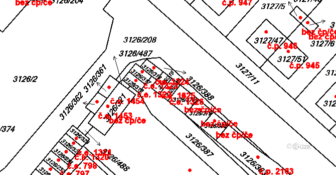 Pelhřimov 1326 na parcele st. 3126/320 v KÚ Pelhřimov, Katastrální mapa