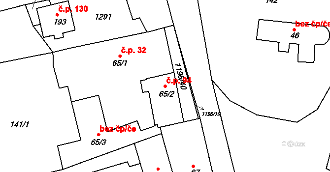 Řepníky 94 na parcele st. 65/2 v KÚ Řepníky, Katastrální mapa