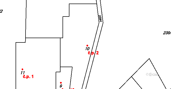 Sedlec 2, Žebrák na parcele st. 10 v KÚ Sedlec u Žebráku, Katastrální mapa