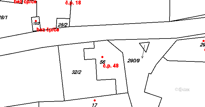 Krychnov 48 na parcele st. 56 v KÚ Krychnov, Katastrální mapa