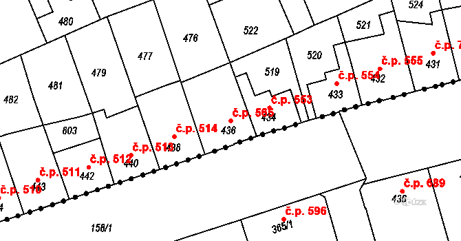 Kralupy nad Vltavou 565 na parcele st. 436 v KÚ Lobeč, Katastrální mapa