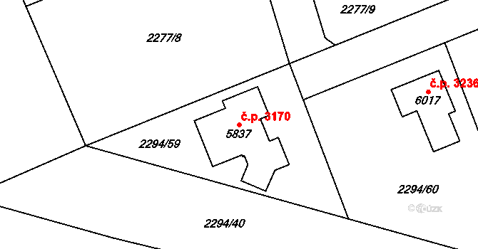 Dvůr Králové nad Labem 3170 na parcele st. 5837 v KÚ Dvůr Králové nad Labem, Katastrální mapa