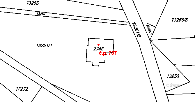 Hovězí 757 na parcele st. 2748 v KÚ Hovězí, Katastrální mapa