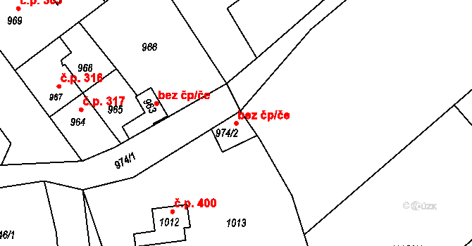 Hřebeč 80049818 na parcele st. 974/2 v KÚ Hřebeč, Katastrální mapa