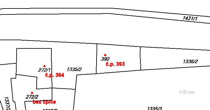 Přibyslav 393 na parcele st. 390 v KÚ Přibyslav, Katastrální mapa