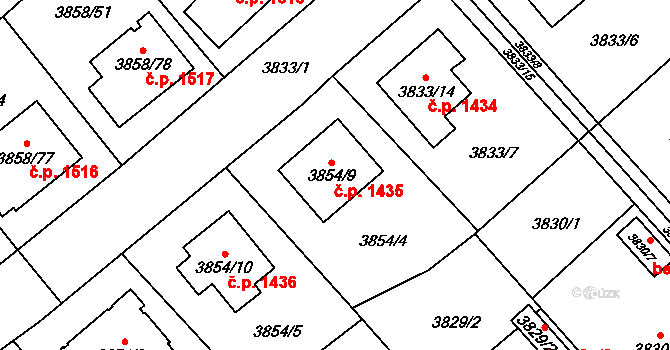 Chotěboř 1435 na parcele st. 3854/9 v KÚ Chotěboř, Katastrální mapa