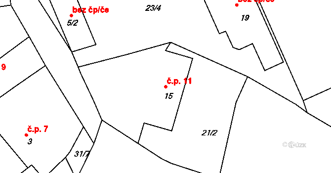 Jámy 11, Rychnov nad Kněžnou na parcele st. 15 v KÚ Jámy u Rychnova nad Kněžnou, Katastrální mapa