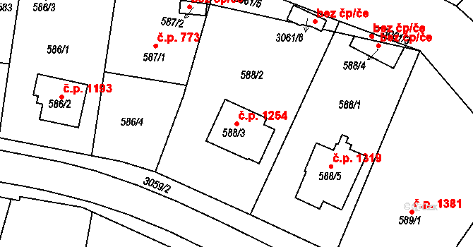 Rychnov nad Kněžnou 1254 na parcele st. 588/3 v KÚ Rychnov nad Kněžnou, Katastrální mapa