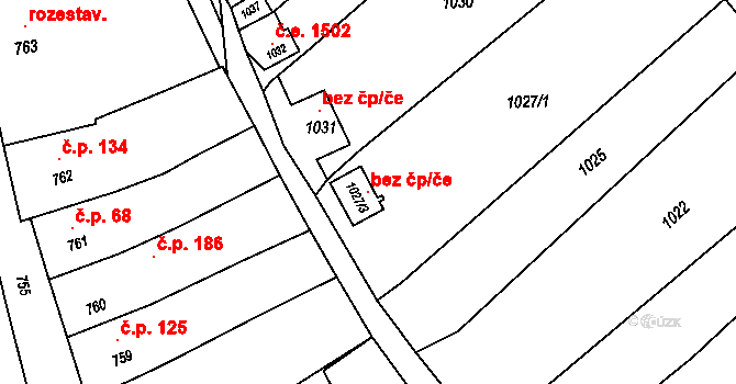 Bošovice 100127819 na parcele st. 1027/3 v KÚ Bošovice, Katastrální mapa