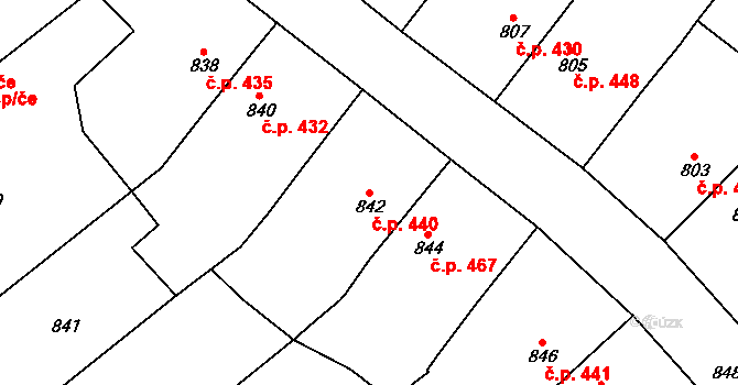Šitbořice 440 na parcele st. 842 v KÚ Šitbořice, Katastrální mapa