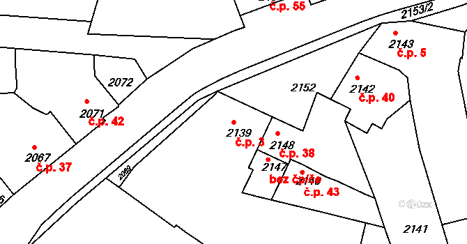 Měrůtky 3, Lutopecny na parcele st. 2139 v KÚ Měrůtky, Katastrální mapa
