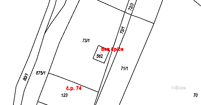 Perštejn 104629819 na parcele st. 562 v KÚ Černýš, Katastrální mapa
