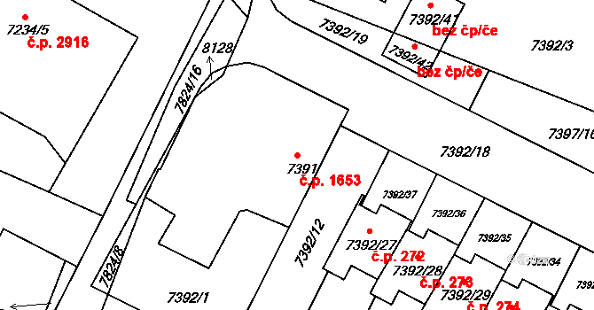 Mělník 1653 na parcele st. 7391 v KÚ Mělník, Katastrální mapa