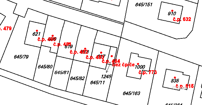 Líbeznice 484 na parcele st. 617 v KÚ Líbeznice, Katastrální mapa
