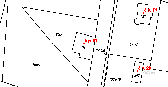 Svojkov 57 na parcele st. 67 v KÚ Svojkov, Katastrální mapa