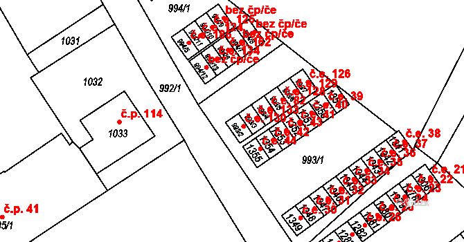 Zastávka 130 na parcele st. 993/2 v KÚ Zastávka, Katastrální mapa