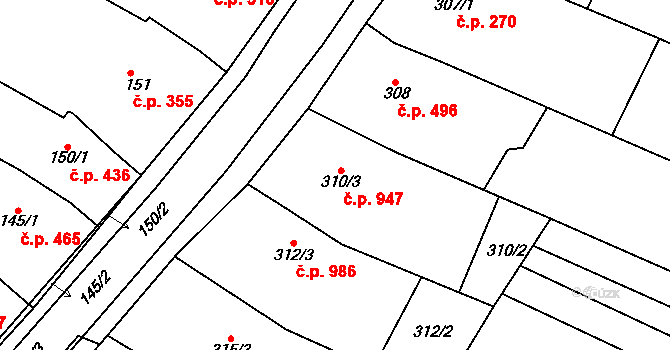 Svatobořice 947, Svatobořice-Mistřín na parcele st. 310/3 v KÚ Svatobořice, Katastrální mapa