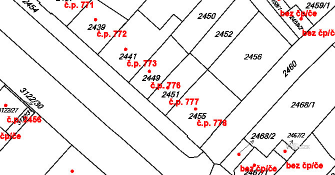 Pod Bezručovým vrchem 777, Krnov na parcele st. 2451 v KÚ Krnov-Horní Předměstí, Katastrální mapa
