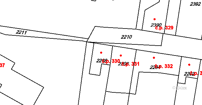 Mimoň I 330, Mimoň na parcele st. 2208 v KÚ Mimoň, Katastrální mapa