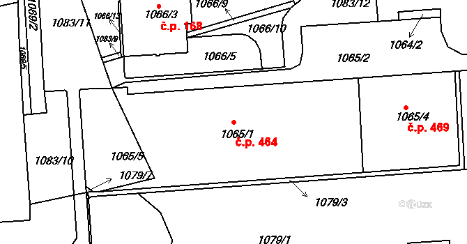 Podmoklice 464, Semily na parcele st. 1065/1 v KÚ Semily, Katastrální mapa