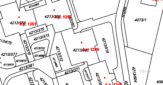 Lutyně 1249, Orlová na parcele st. 4213/360 v KÚ Horní Lutyně, Katastrální mapa